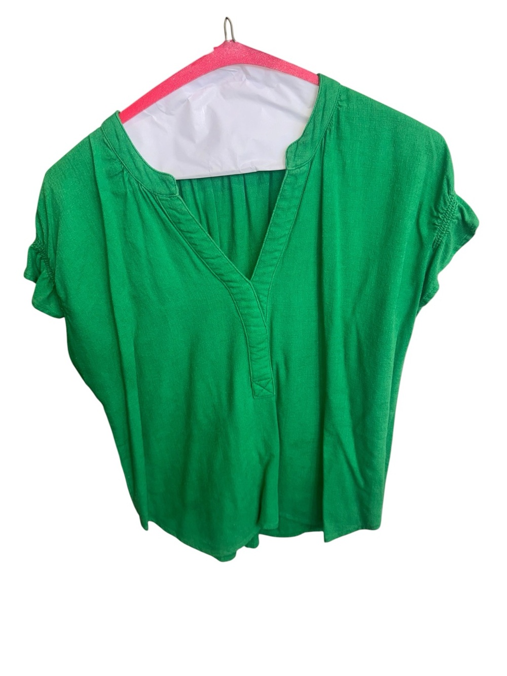THML V-Neck Short Sleeve Top in Green